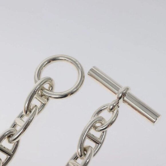 HERMES Chene Dunkle GM Bracelet Ag925 12 Links Silver Auth PP605M - Picture 3 of 5